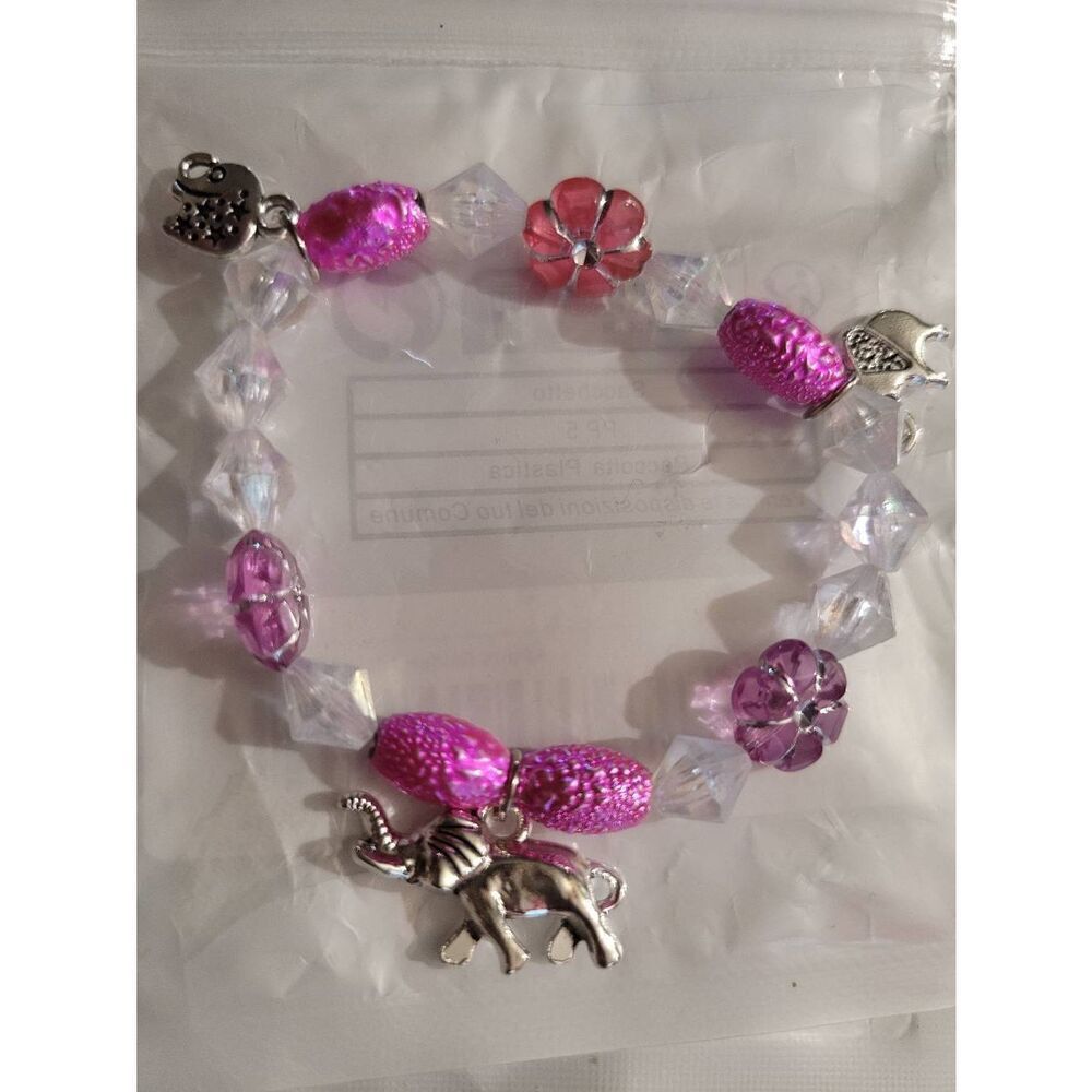 Vintage colorful African Elephant handmade beaded charm bracelet bundle - Picture 2 of 3